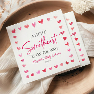 A Little Sweetheart Red Pink Hearts Baby Shower Napkins