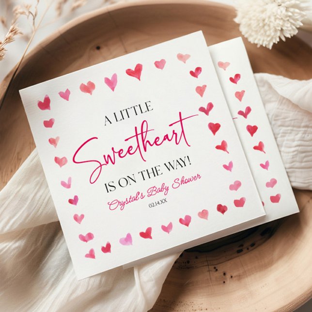 A Little Sweetheart Red Pink Hearts Baby Shower Napkins (Creator Uploaded)