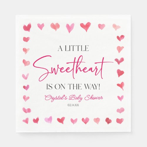 A Little Sweetheart Red Pink Hearts Baby Shower Napkins
