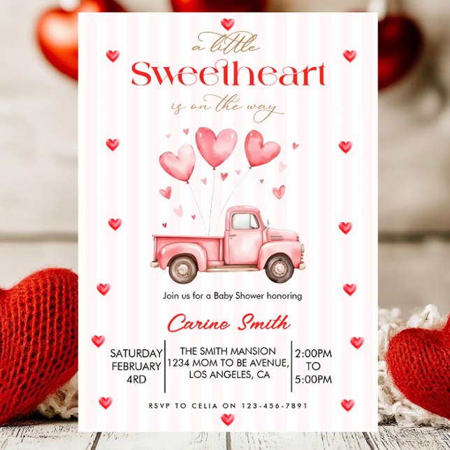 A  Little Sweetheart truck Baby Shower  Invitation (Creator Uploaded)