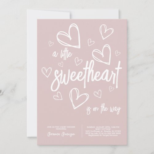 A little sweetheart Valentine baby girl shower Invitation