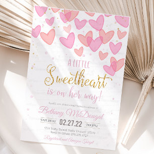 A Little Sweetheart Valentine Baby Is on her way  Invitation