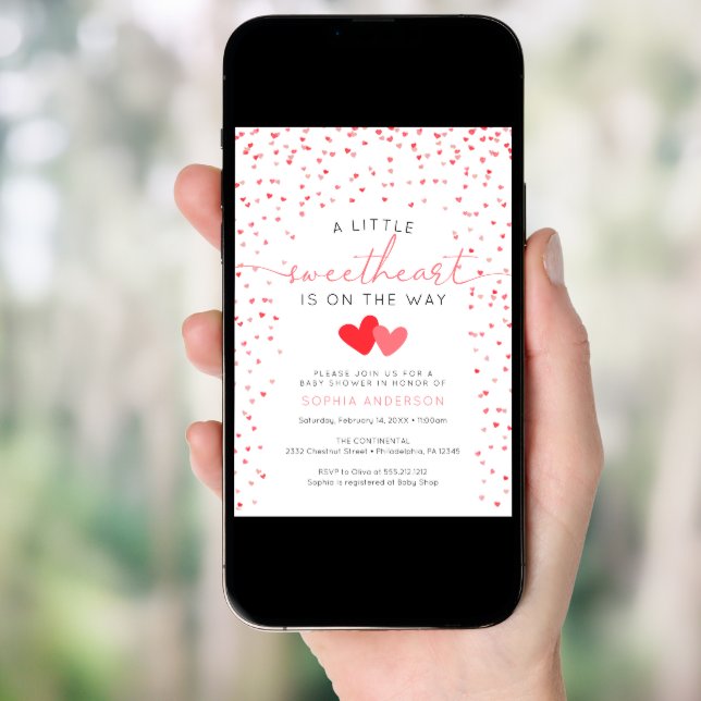 A Little Sweetheart Valentine Baby Shower Invite (Front Digital)