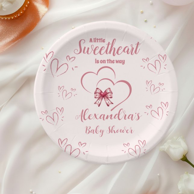 A Little Sweetheart Valentine Baby Shower Paper Plates (Creator Uploaded)