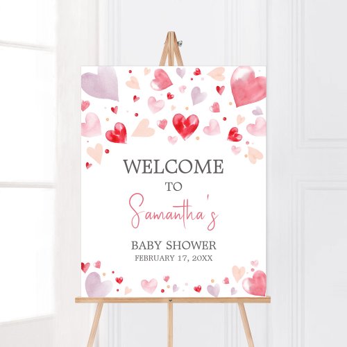 A Little Sweetheart Valentine Baby Shower Welcome  Poster