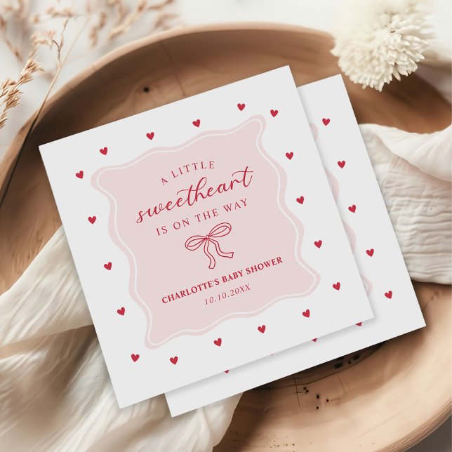 A Little Sweetheart Valentine Bow Baby Shower Napkins (Creator Uploaded)
