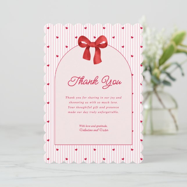 A Little Sweetheart Valentine Coquette Thank You  Card (Standing Front)