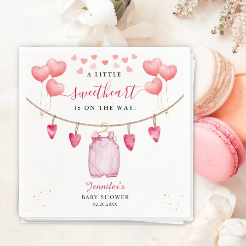 A Little Sweetheart  Valentine Day Baby Shower  Napkins