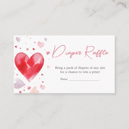 A Little Sweetheart Valentine Diaper Raffle Enclosure Card