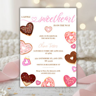 A little sweetheart valentine donuts baby shower invitation