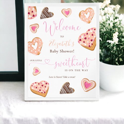 A little sweetheart valentine donuts baby shower poster