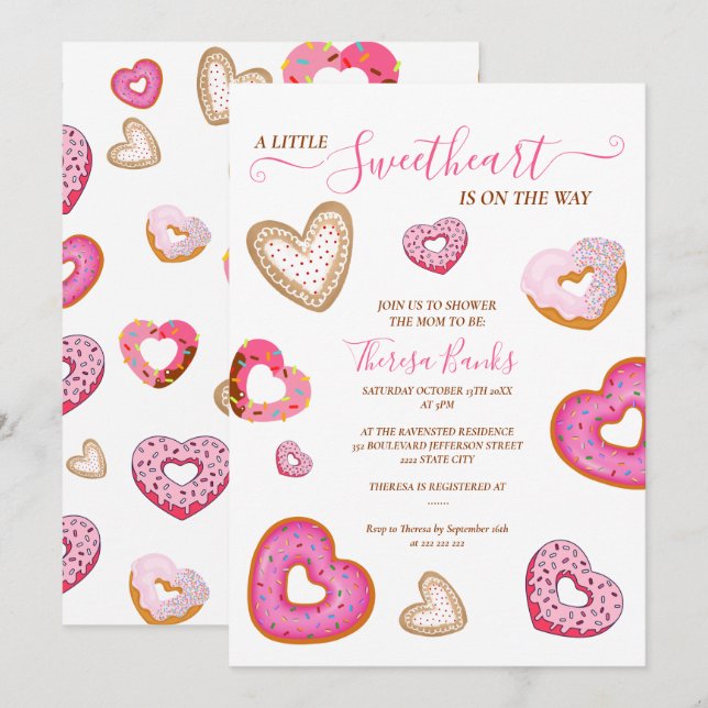 A little sweetheart valentine donuts invitation (Front/Back)