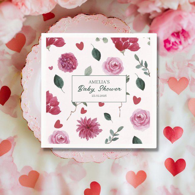 A little sweetheart valentine floral baby shower  napkins (Creator Uploaded)