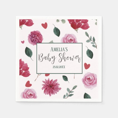 A little sweetheart valentine flowers baby shower  napkins