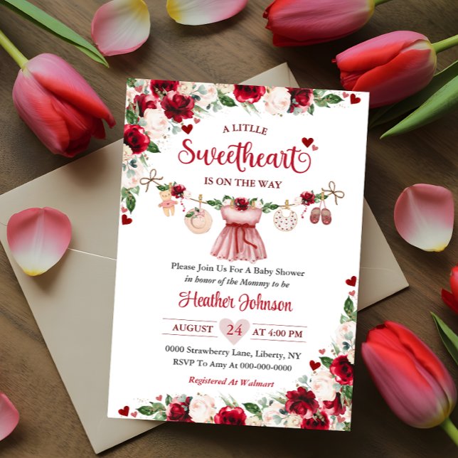 A Little Sweetheart Valentine Girl Baby Shower  Invitation (Creator Uploaded)