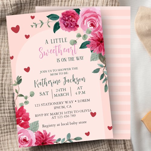 A little sweetheart valentine hearts baby shower  invitation