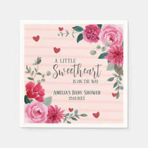 A little sweetheart valentine hearts baby shower  napkins