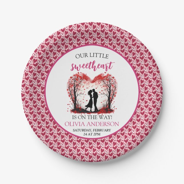 A Little Sweetheart Valentine Paper Plates (Front)