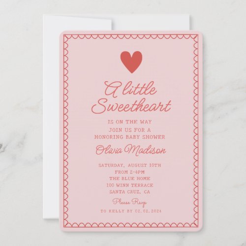 A little Sweetheart Valentines Baby Shower Invitation