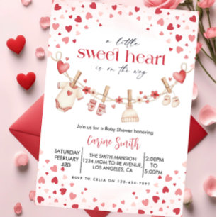 A  Little Sweetheart valentine's Baby Shower   Invitation