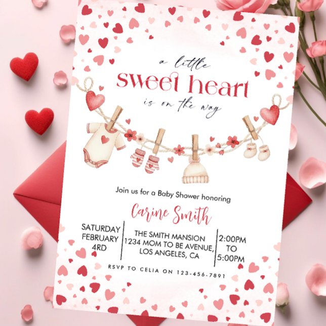 A  Little Sweetheart valentine's Baby Shower   Invitation (Creator Uploaded)