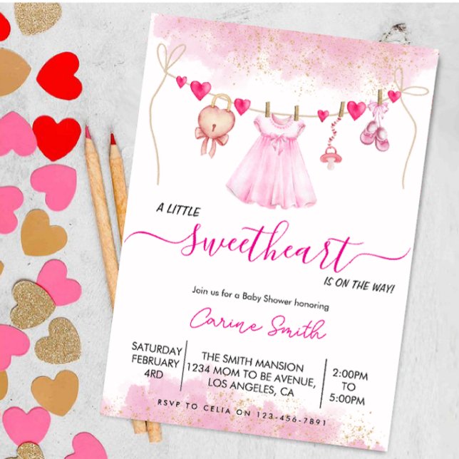 A little Sweetheart Valentine's Baby Shower Invitation (Creator Uploaded)