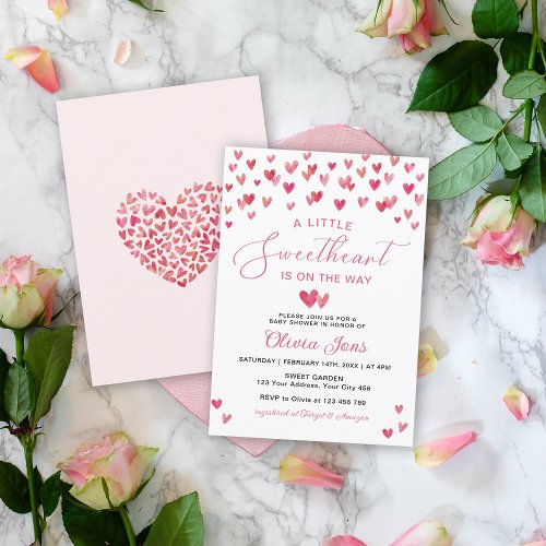 A Little Sweetheart Valentines Baby Shower Invitation