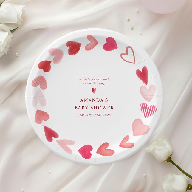 A Little Sweetheart Valentine's Baby Shower Paper Plates (Creator Uploaded)