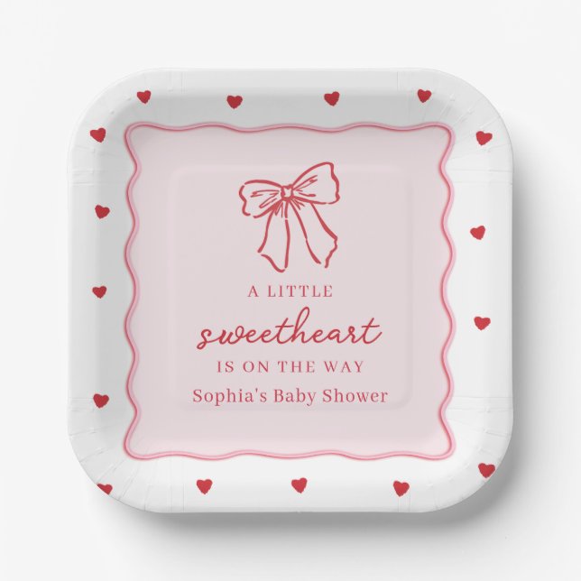 A Little Sweetheart Valentine's Baby Shower Paper Plates (Front)