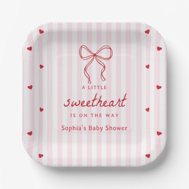 A Little Sweetheart Valentine's Baby Shower Paper Plates (Front)