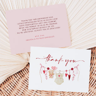 A Little Sweetheart Valentine's Baby Shower  Thank You Card