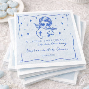 A Little Sweetheart Valentines Boy Baby Shower Napkins