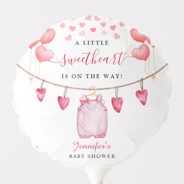 A Little Sweetheart | Valentine's Day Baby Shower Balloon (Front)