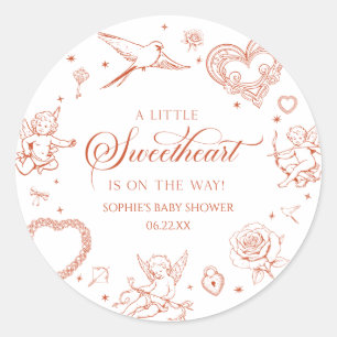 A Little Sweetheart Valentine's Day Baby Shower Classic Round Sticker