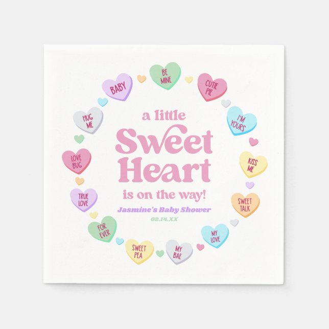A Little Sweetheart Valentine's Day Baby Shower Napkins (Front)