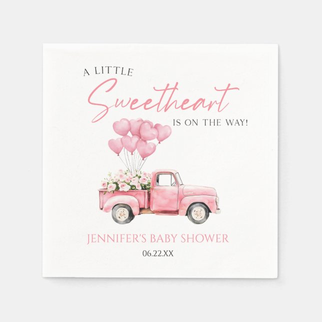 A Little Sweetheart Valentine's Day Baby Shower Napkins (Front)