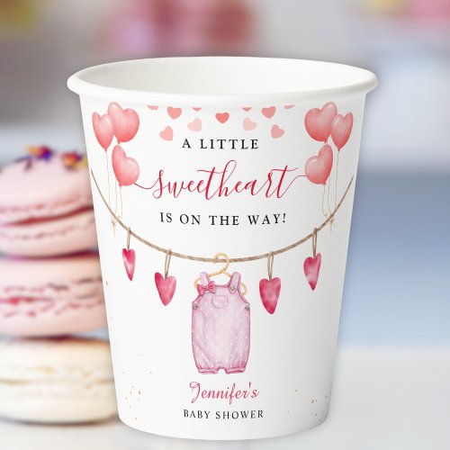 A Little Sweetheart  Valentines Day Baby Shower  Paper Cups