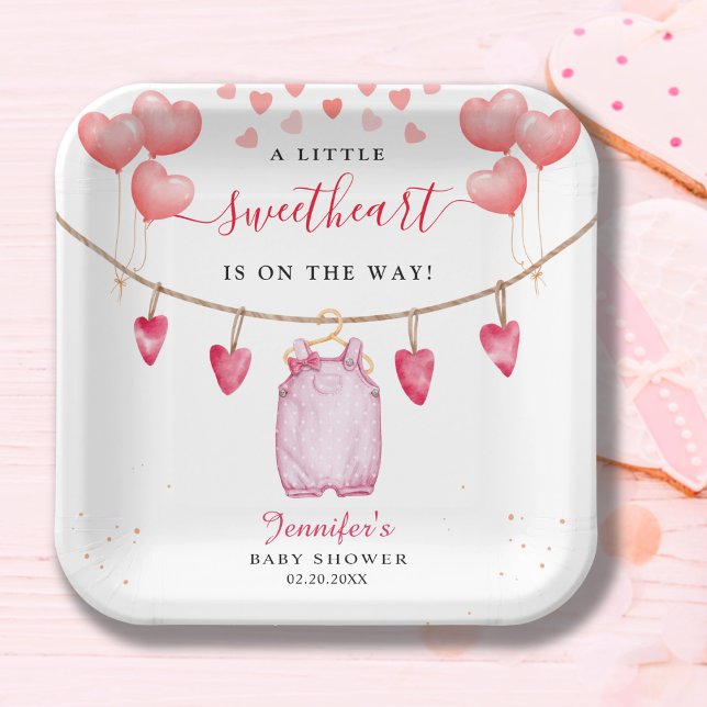 A Little Sweetheart | Valentine's Day Baby Shower  Paper Plates (Creator Uploaded)