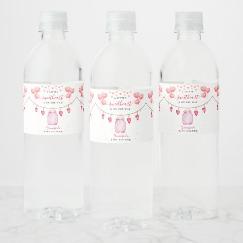 A Little Sweetheart  Valentines Day Baby Shower  Water Bottle Label