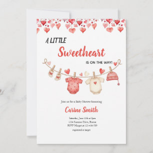 A little Sweetheart Valentine's Girl Baby Shower  Invitation