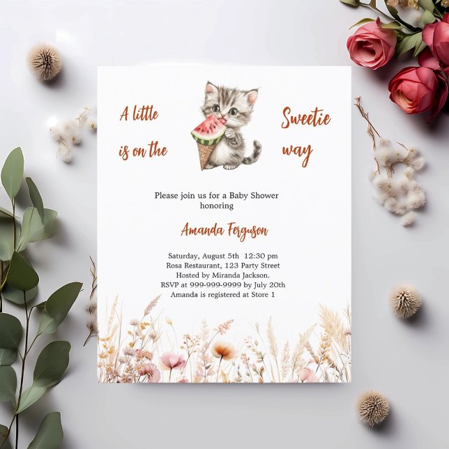 A little Sweetie cat Baby Shower invitation (Creator Uploaded)