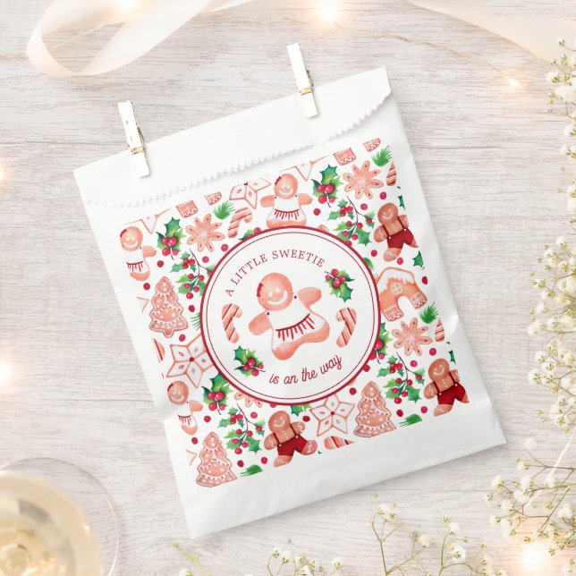 A Little Sweetie Gingerbread Christmas Baby Shower Favor Bag (Clipped)