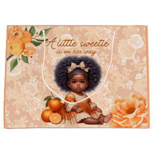 A Little Sweetie is on Her Way Ethnic Baby Girl Large Gift Bag