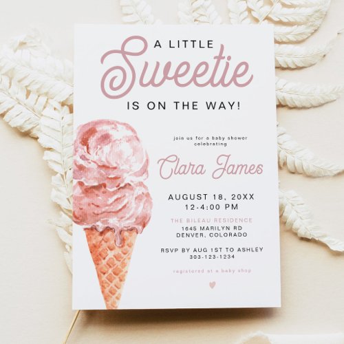 A Little Sweetie Is On The Way Retro Baby Shower Invitation
