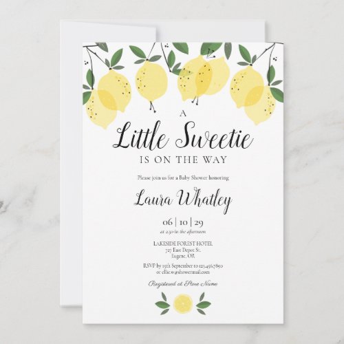 A Little Sweetie Lemon Baby Shower Invitation