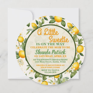 A Little Sweetie Lemon Theme Baby Shower Invitation