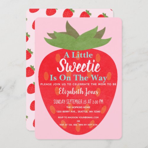 A Little Sweetie Strawberry Baby Shower Invitation