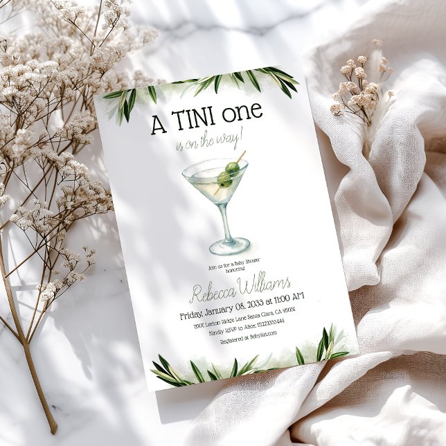 A Little Tini One Martini and Olive Baby Shower Invitation (Creator Uploaded)