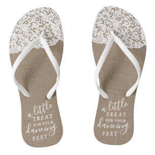 A Little Treat For Your Dancing Feet Burlap & Lace Flip Flops