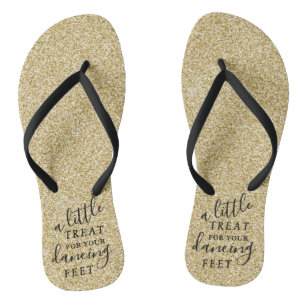 A Little Treat For Your Dancing Feet- Gold Glitter Flip Flops